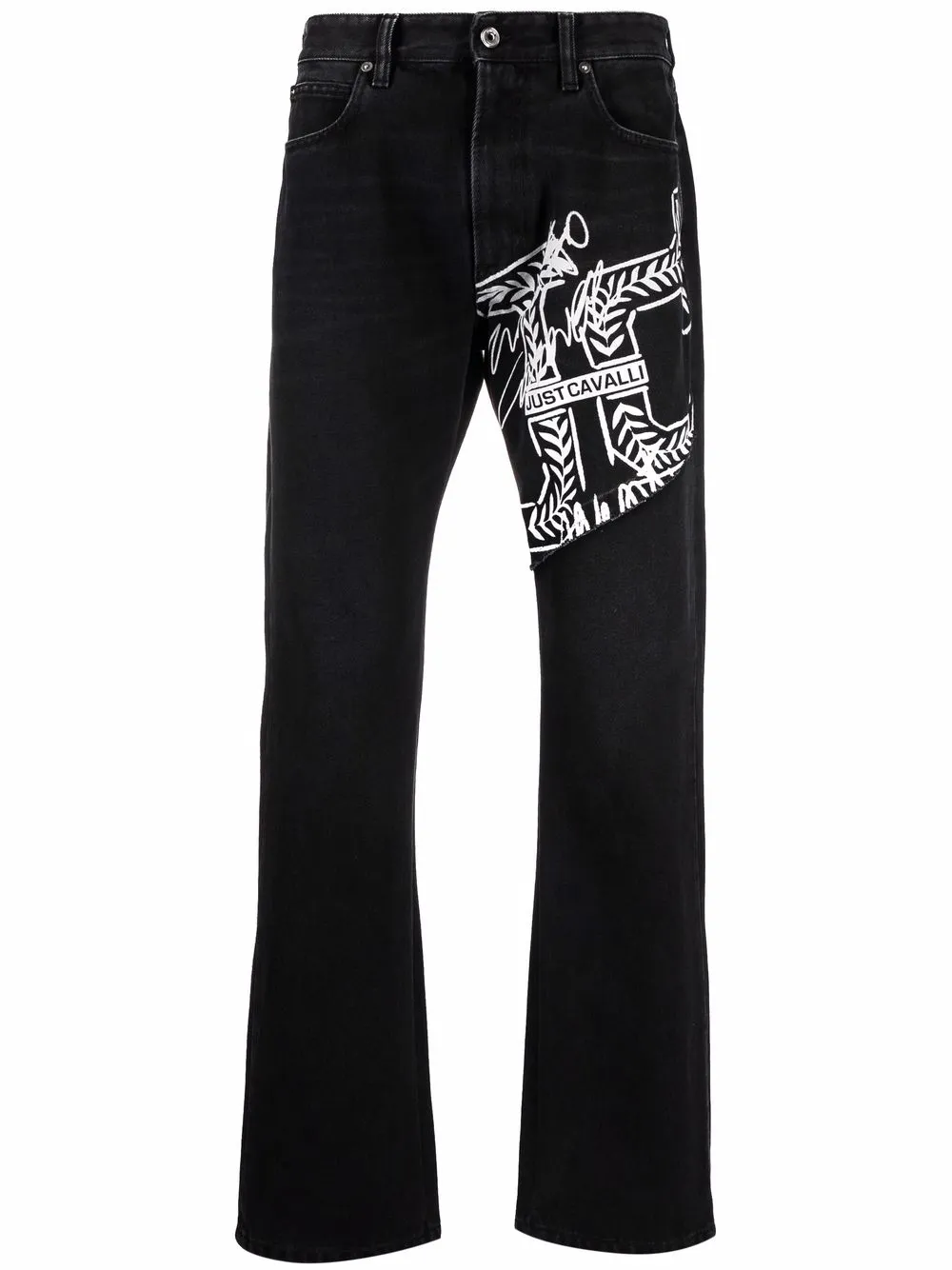 

Just Cavalli logo-print straight-leg jeans - Black