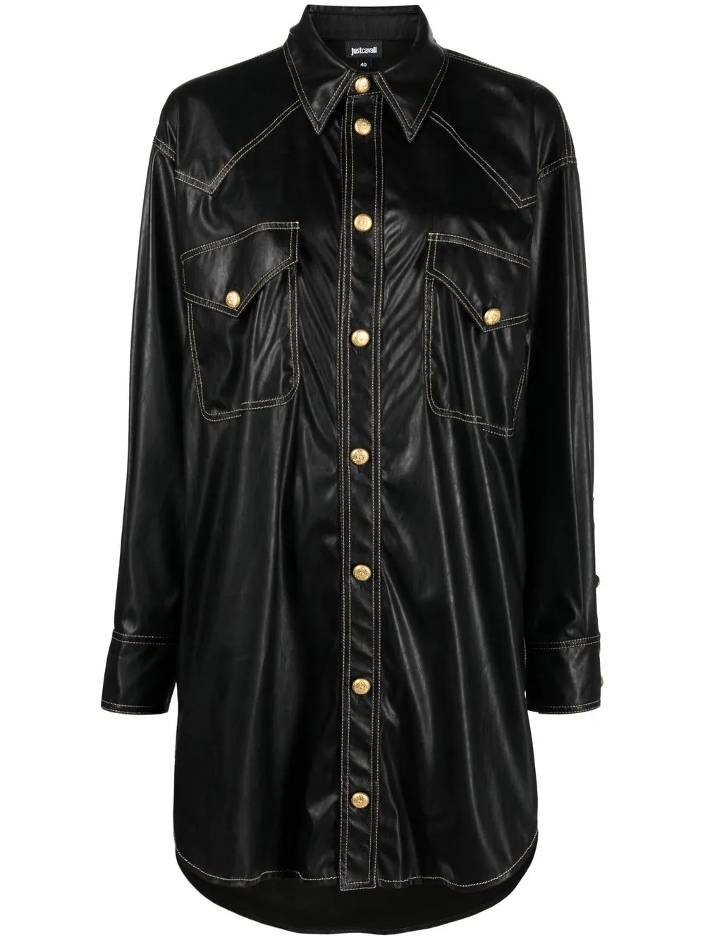 

Just Cavalli contrast stitching long-sleeve shirt - Black