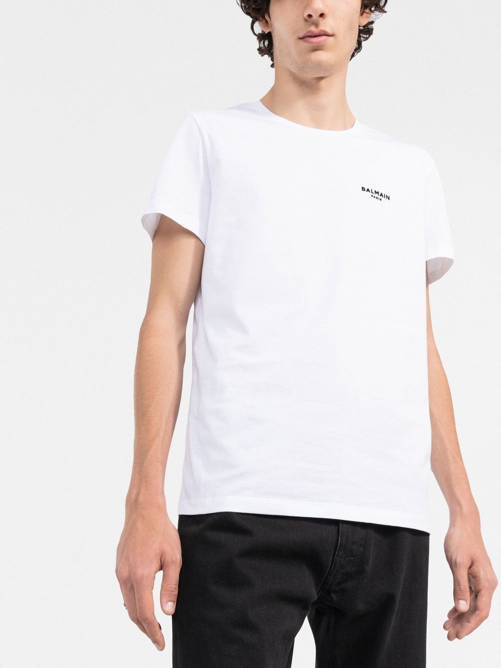 Shop Balmain Logo-embroidered Cotton T-shirt In Weiss