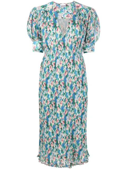 GANNI vestido midi con estampado floral