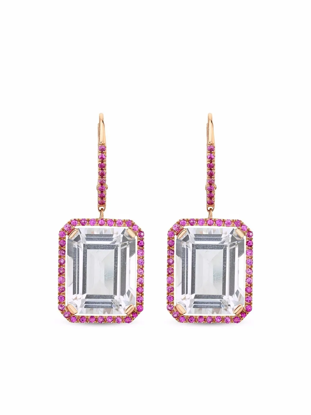 

SHAY aretes Portrait en oro rosa de 18kt con diamantes y topacio - Rosado