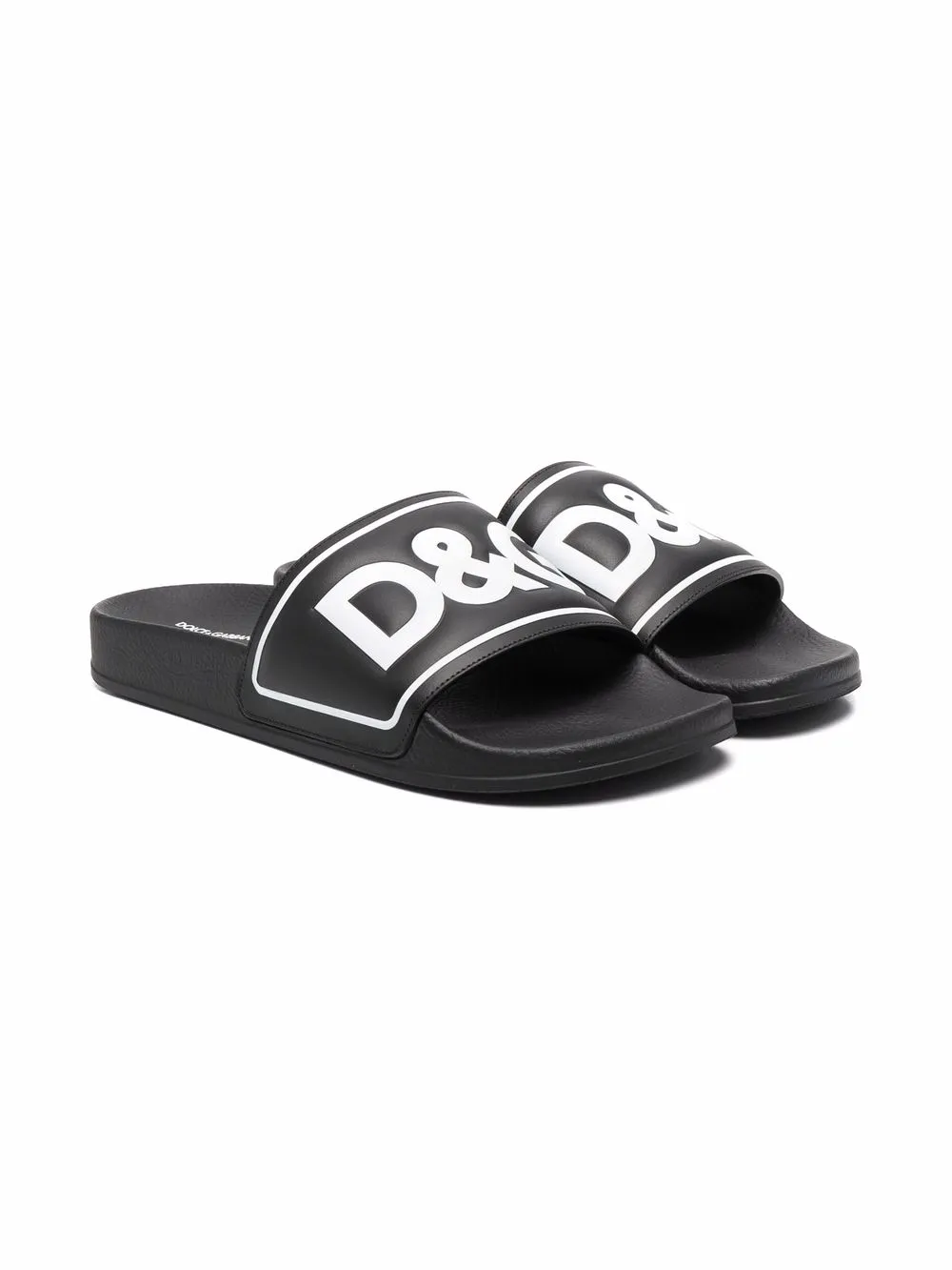 

Dolce & Gabbana Kids TEEN embossed-logo slides - Black