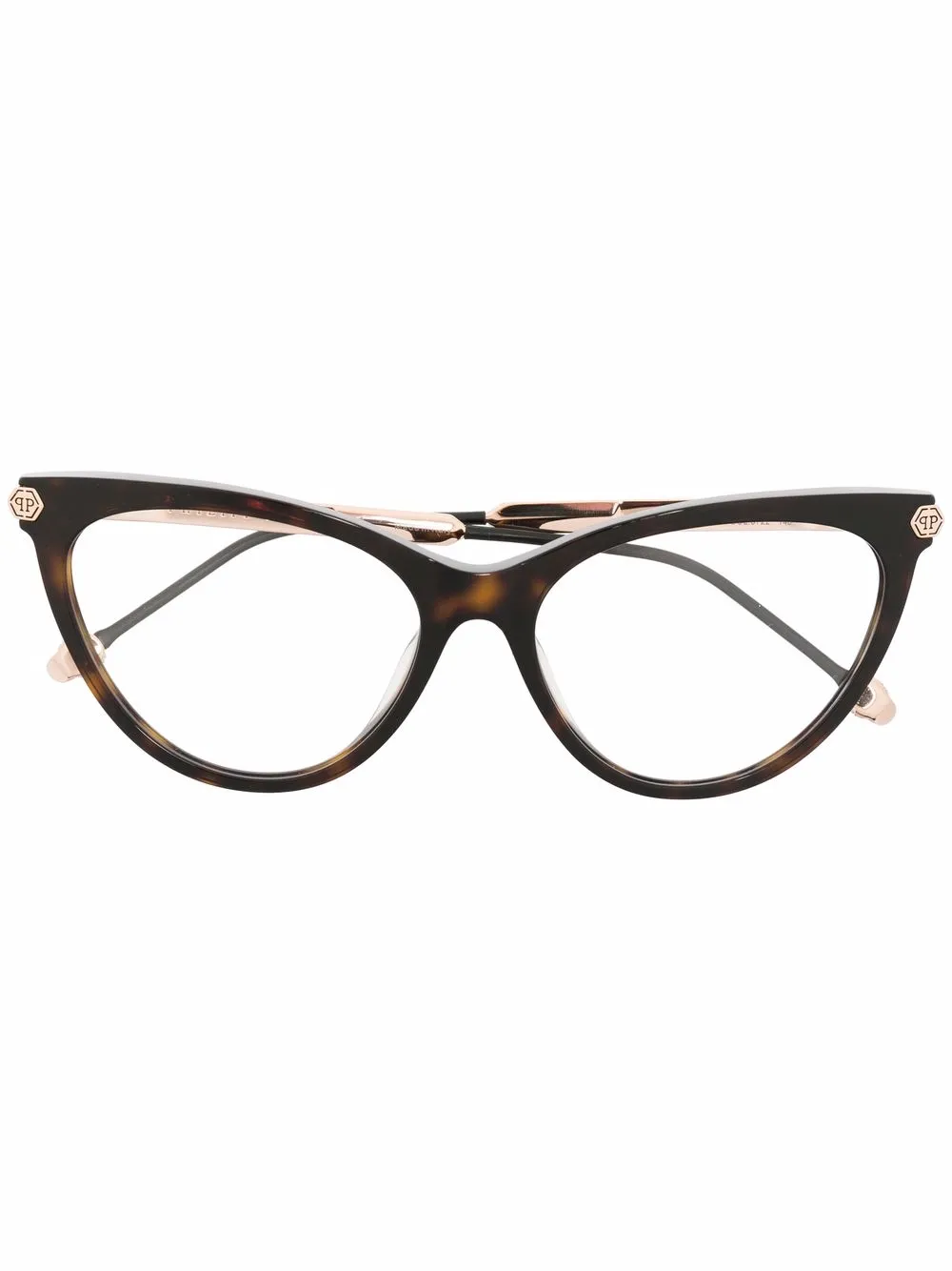 

Philipp Plein Eyewear logo-engraved cat-eye glasses - Brown