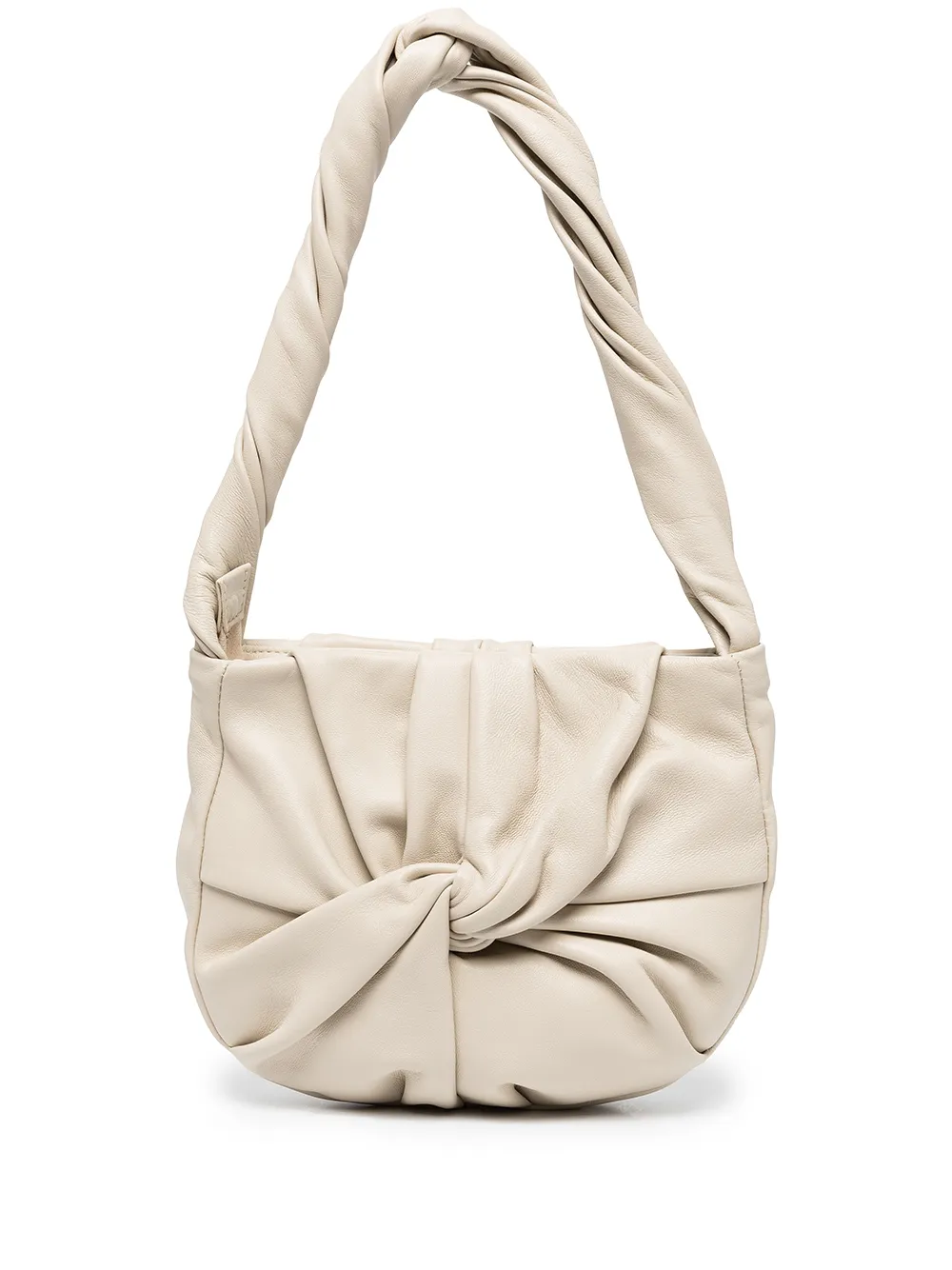 Hereu Fonda Twisted Leather Shoulder Bag In Cream ModeSens