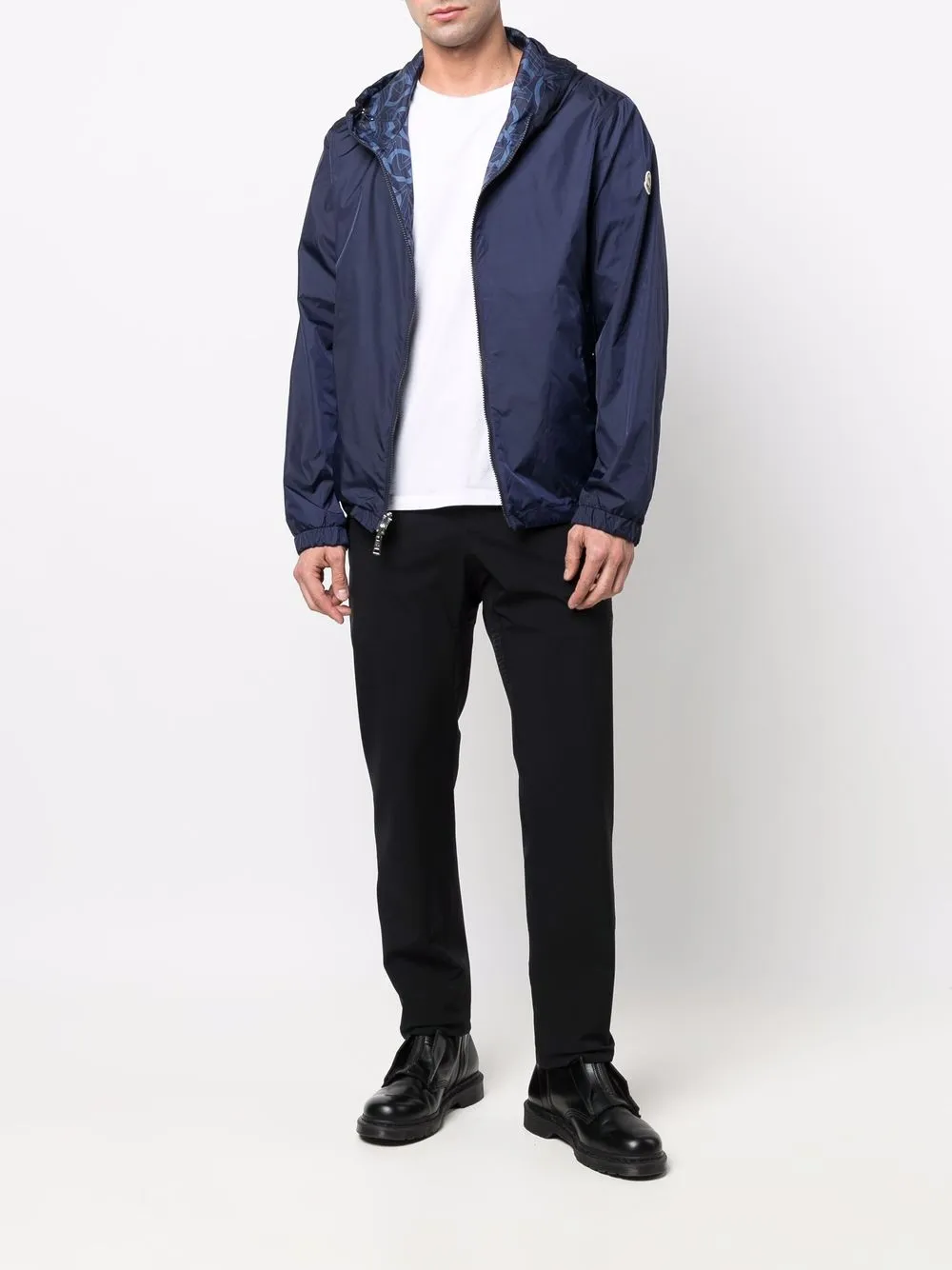 Moncler logo-patch zip-fastening Jacket | Blue | FARFETCH AO