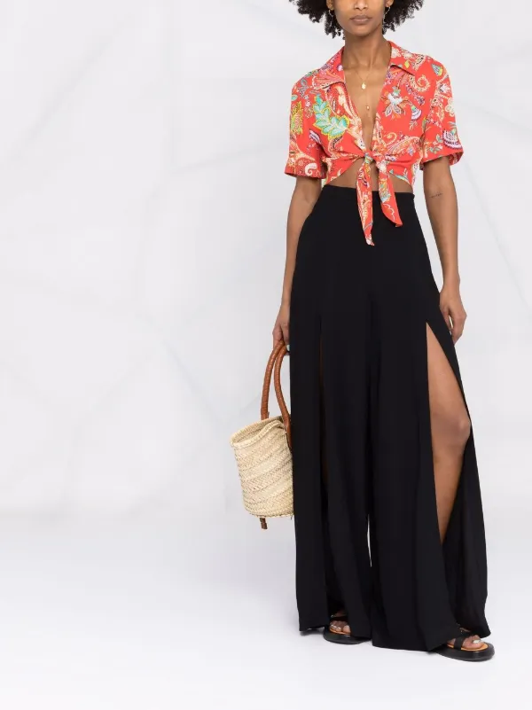 ETRO maxi-slit Wide Leg Trousers - Farfetch