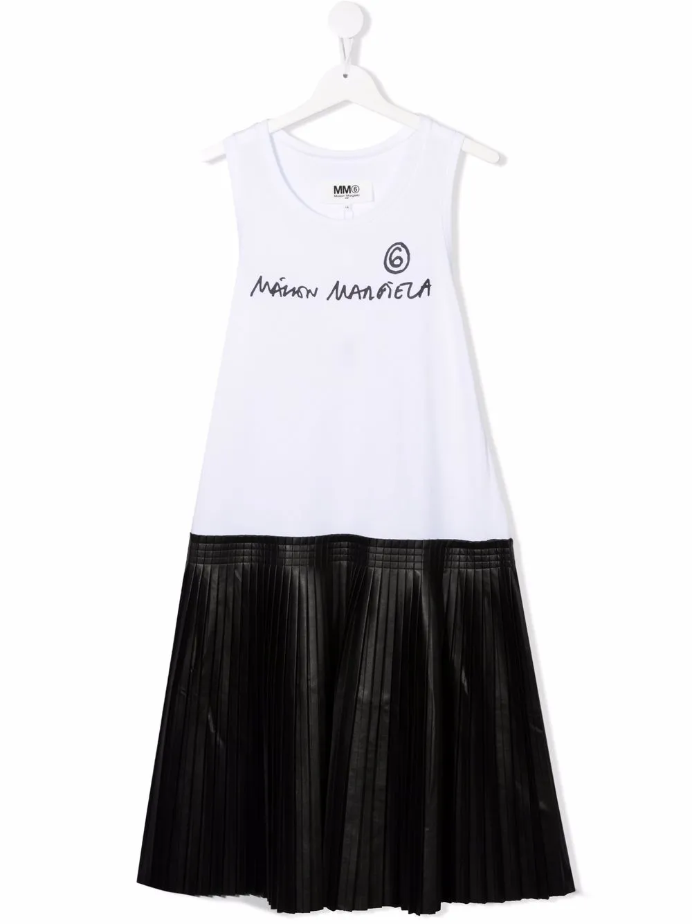 

MM6 Maison Margiela Kids TEEN logo-print pleated T-shirt dress - White