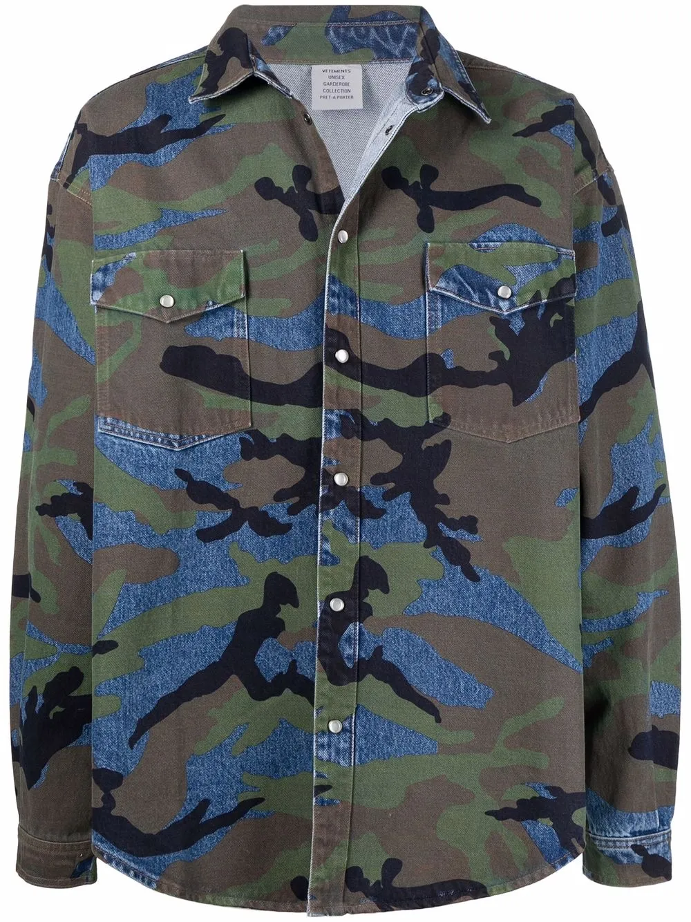 

VETEMENTS camisa con estampado militar - Azul