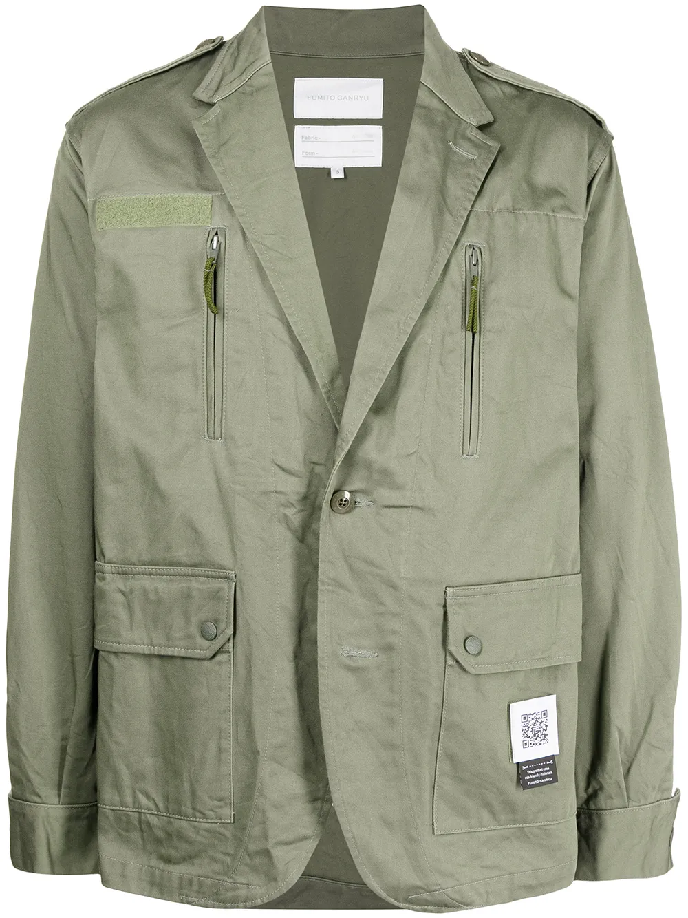 

Fumito Ganryu single-breasted multiple-pocket blazer - Green