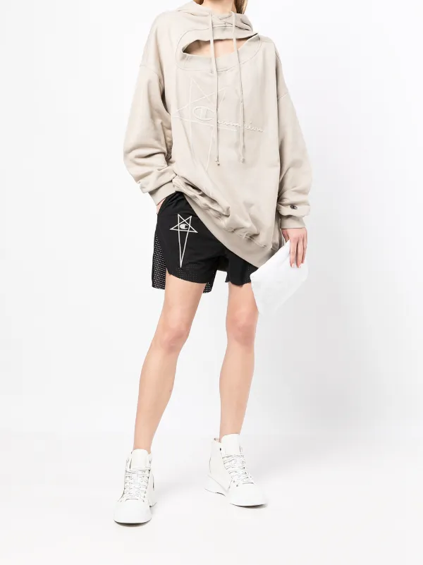 Champion logo print hoodie sales