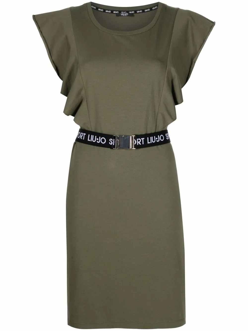 

LIU JO vestido corto con cinturón del logo - Verde
