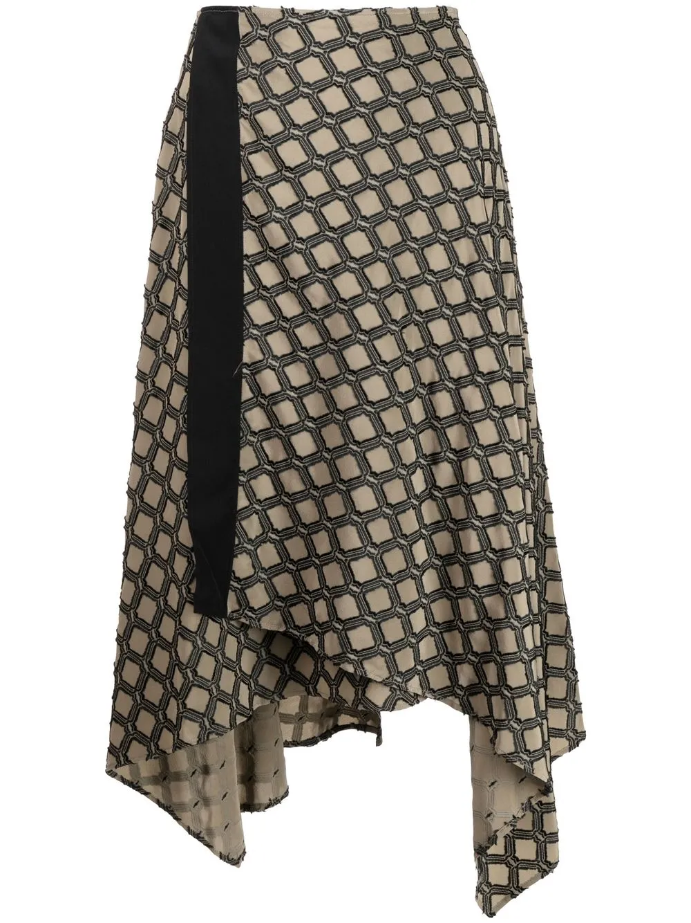 

Shanghai Tang patterned silk midi skirt - Brown