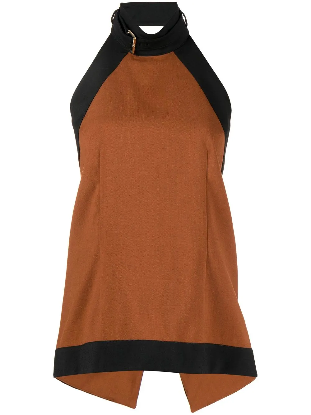 

Shanghai Tang buckle-detail halterneck tunic top - Brown