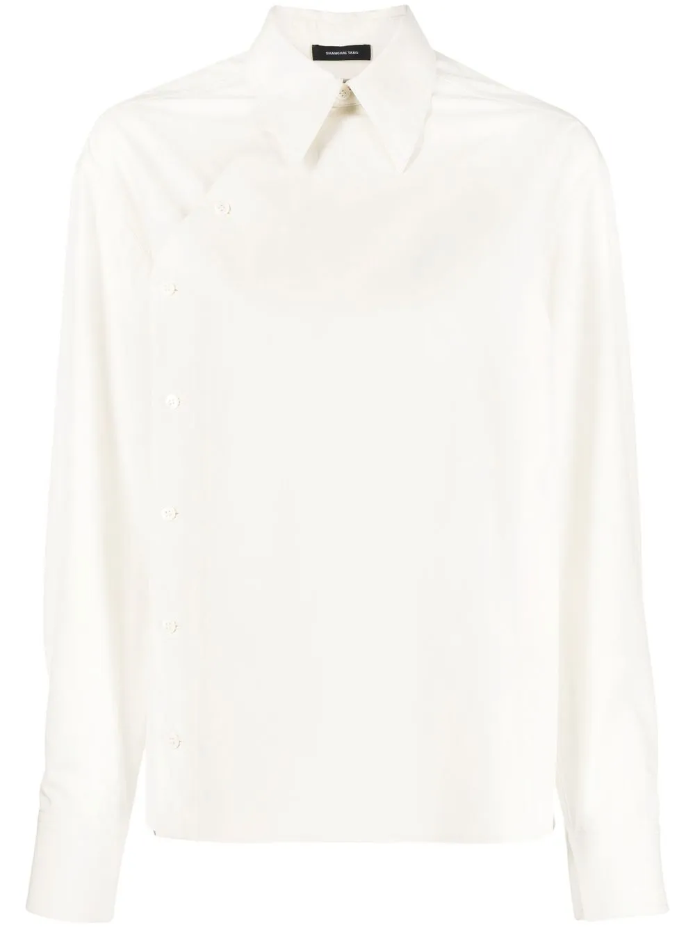 

Shanghai Tang off-centred buttoned cotton shirt - Neutrals