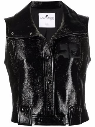 Courrèges Cropped Sleeveless Biker Jacket - Farfetch