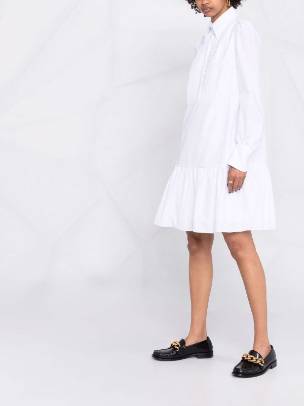 white drop waist shirt dress