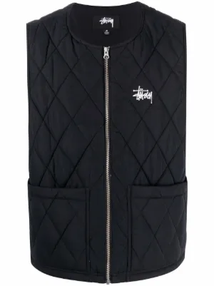 Stussy ブラック キルティングベスト M stussy キルティングベスト ブラックM （Stussy（ステューシー