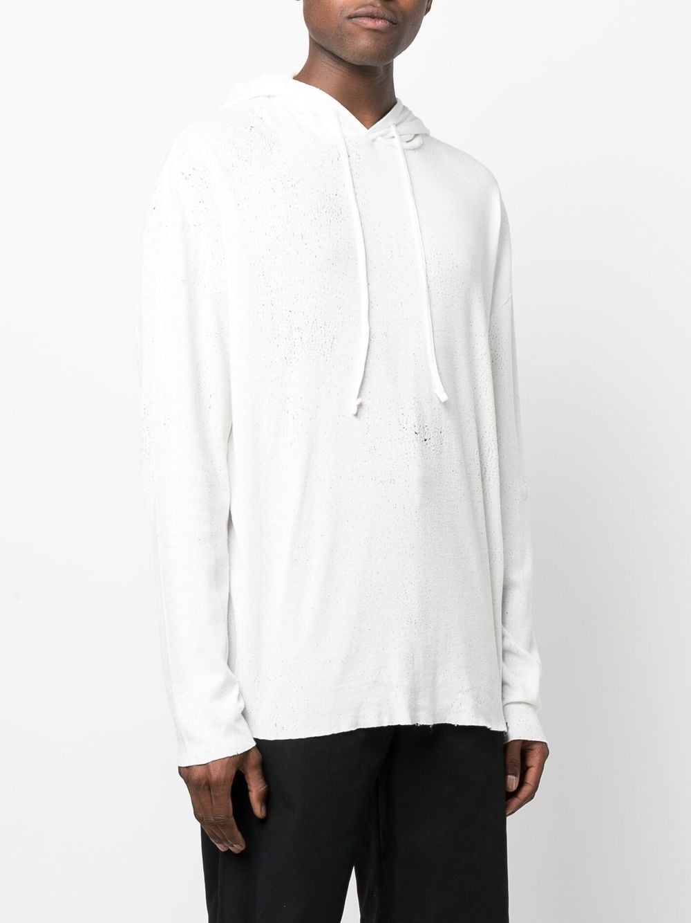 Shop Alyx Distressed Hooded Long-sleeve Top In White
