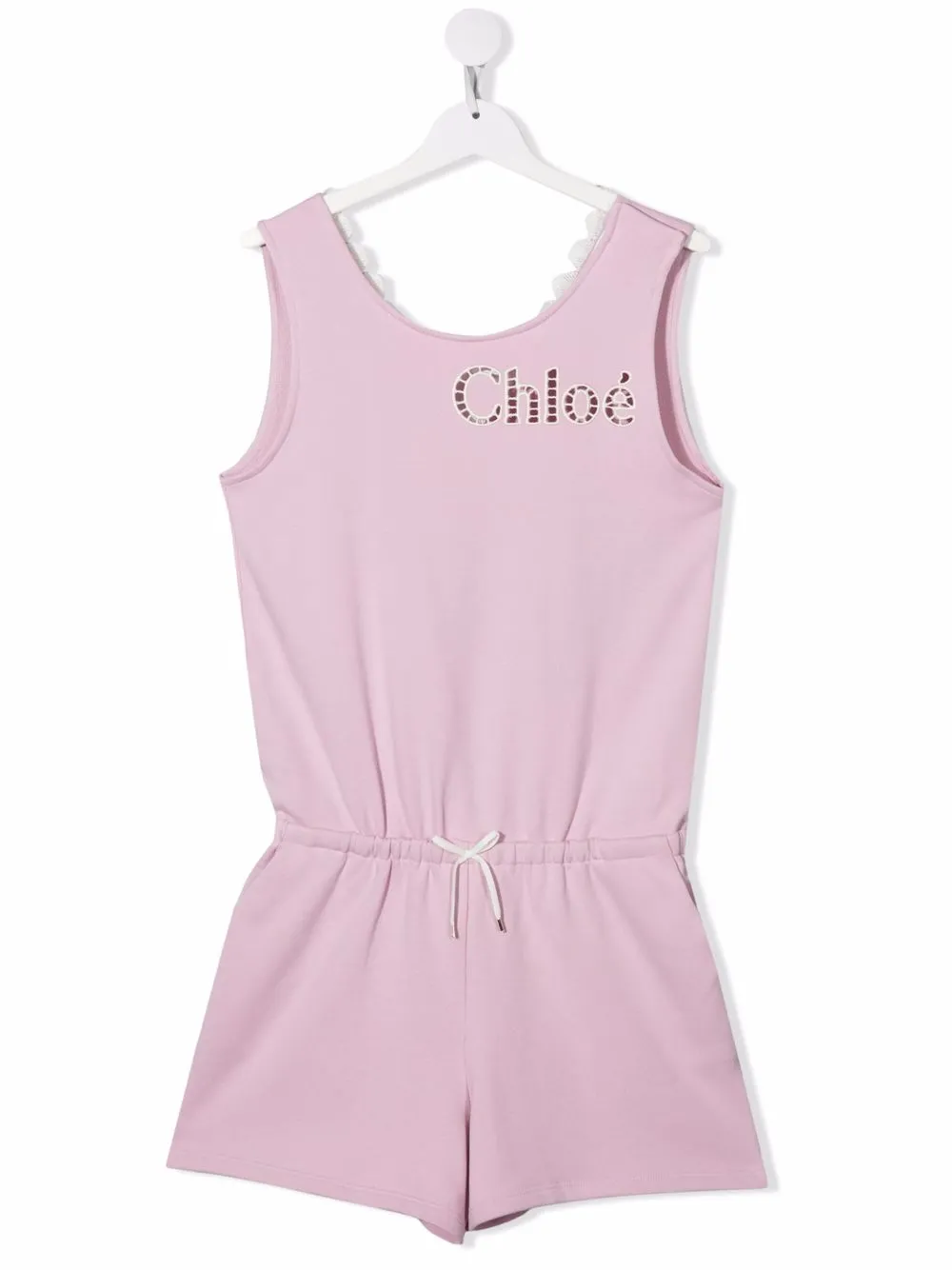 

Chloé Kids jumpsuit corto con logo bordado - Rosado