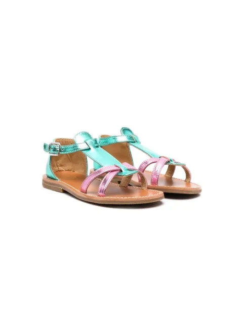 Gallucci Kids Sandália flat com efeito metálico