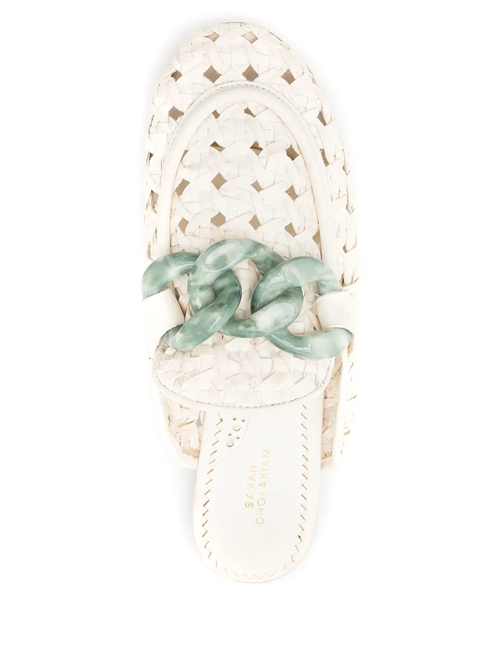 Sarah Chofakian Massena Woven Flat Mules In White