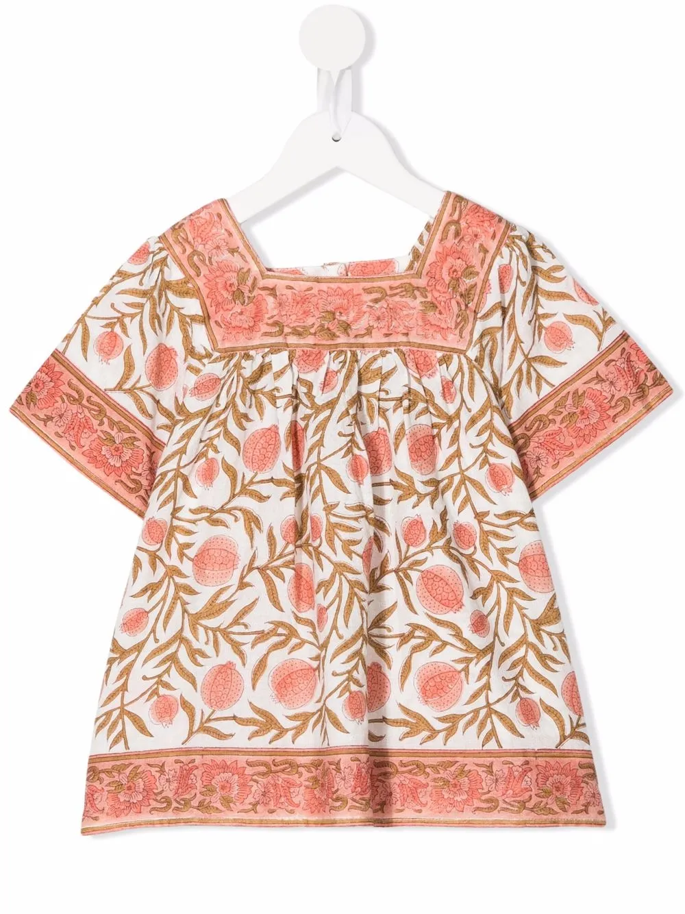 

Bonton floral-print square neck blouse - Pink
