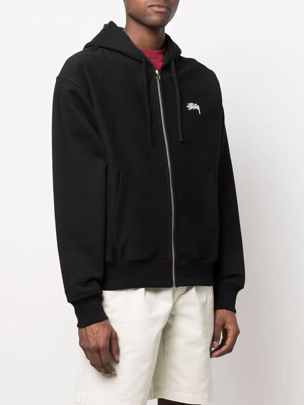 Stüssy embroidered-logo zip-up Hoodie - Farfetch