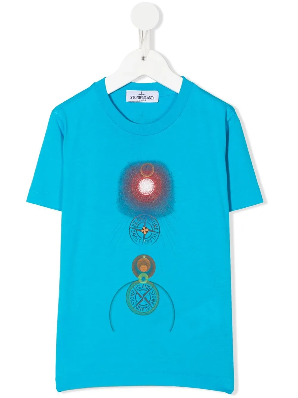 

Stone Island Junior playera con logo estampado y cuello redondo - Azul