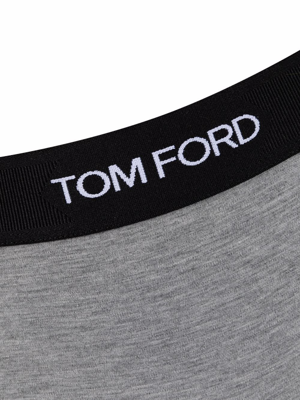 Shop Tom Ford Logo Embroidered Short Briefs In Grey