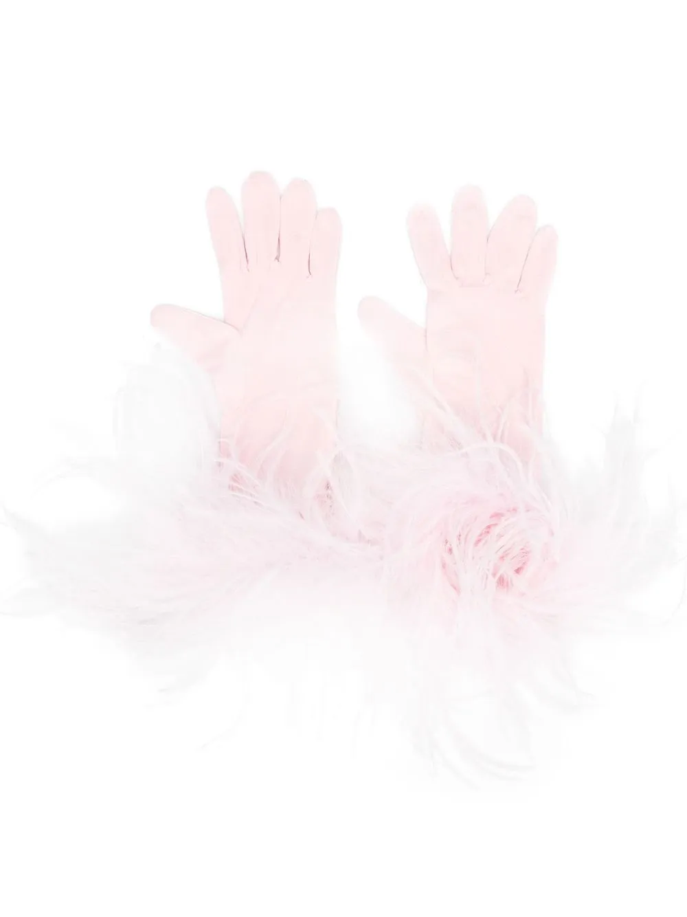 

STYLAND guantes con ribete de plumas - Rosado