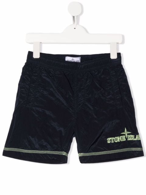 Stone Island Junior embroidered-logo swim shorts