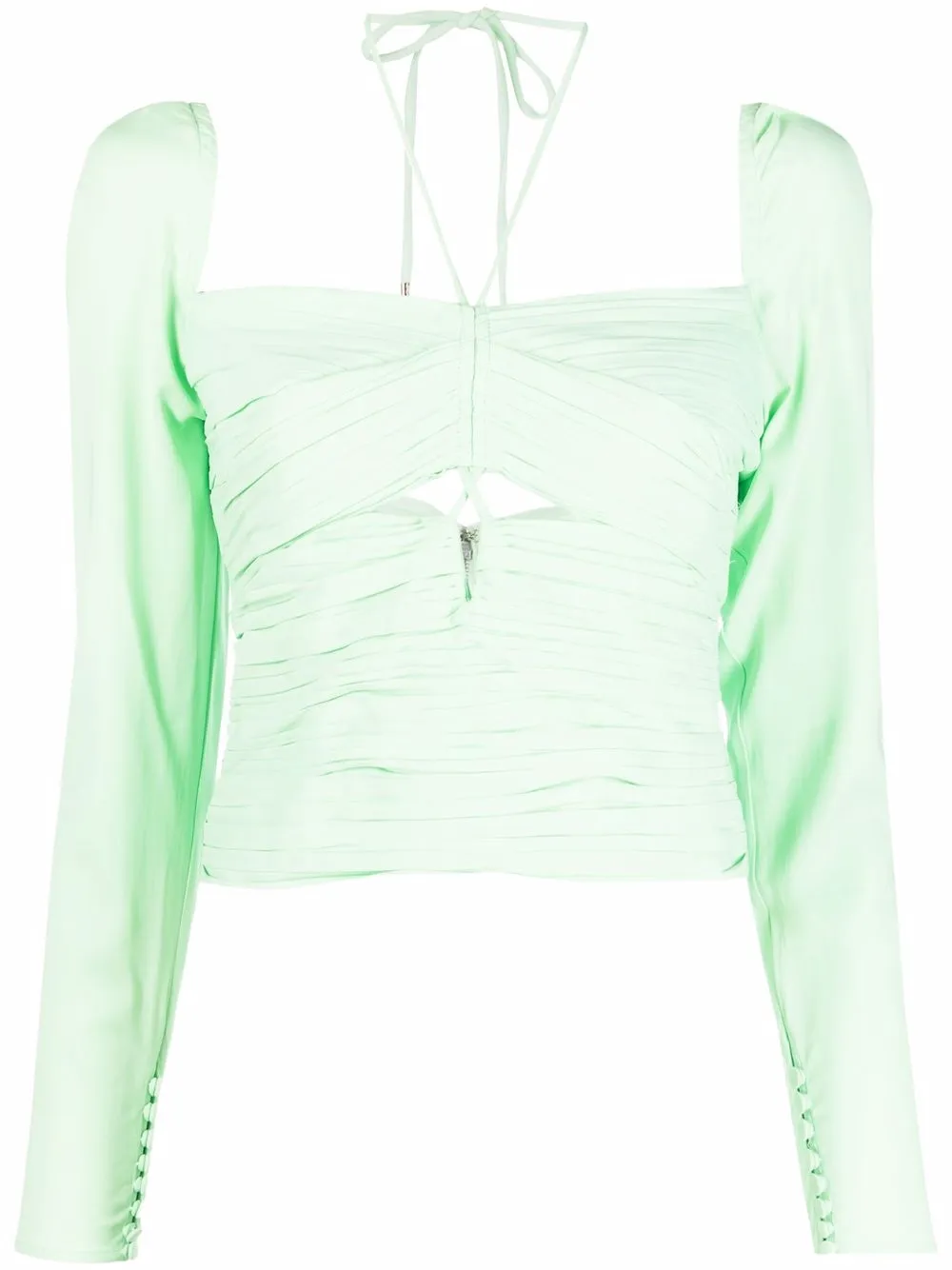 

Self-Portrait top de cuello halter con abertura - Verde