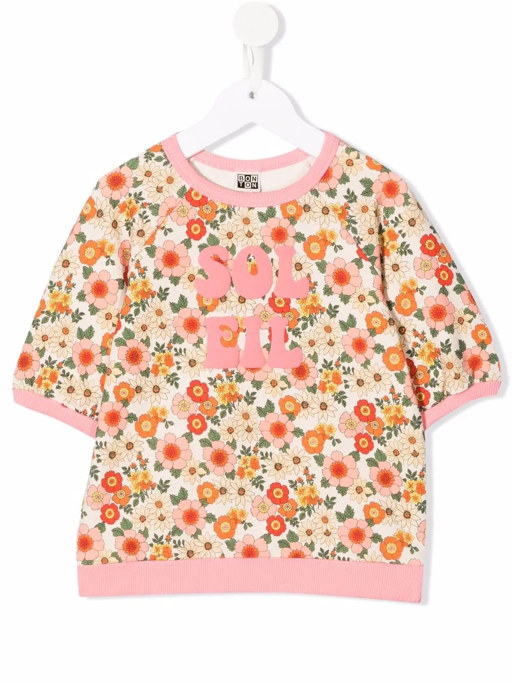 

Bonton playera con logo y estampado floral - Neutro