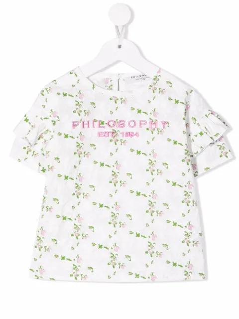 Philosophy Di Lorenzo Serafini Kids floral-print cotton T-Shirt