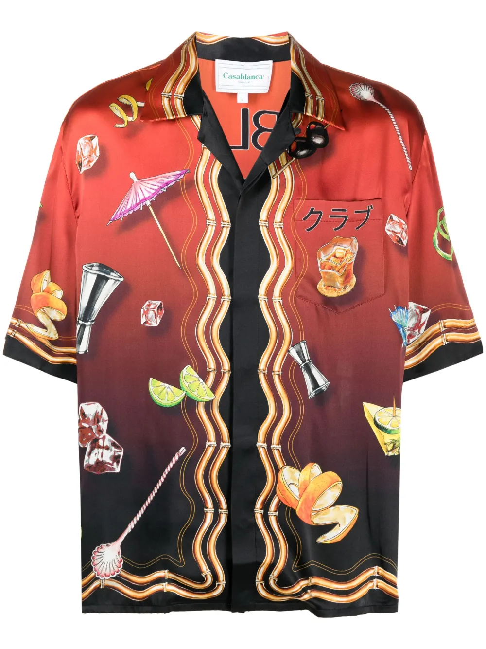 Casa Club Sunset-print silk shirt