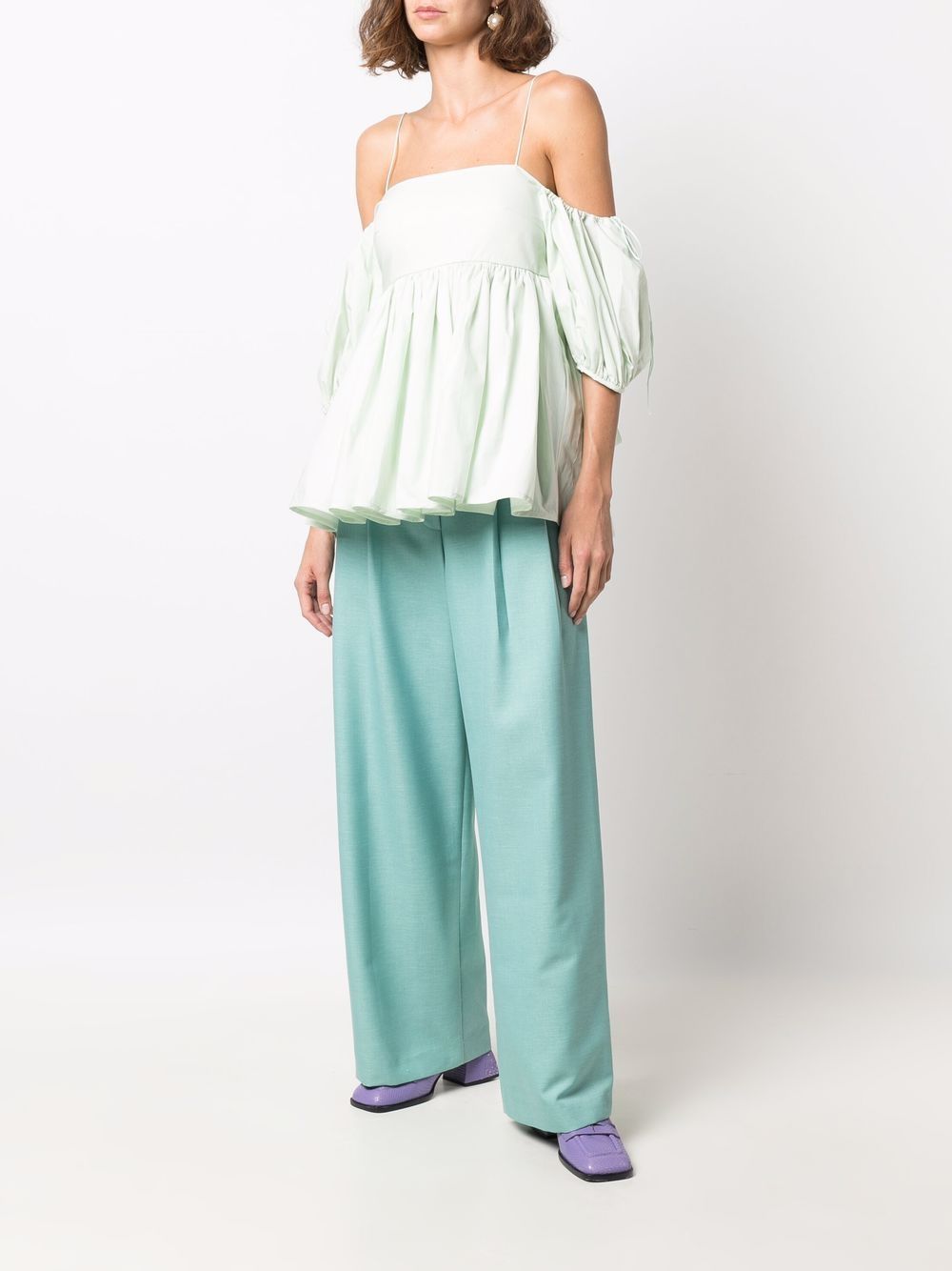 Cecilie Bahnsen Off-shoulder top - Groen