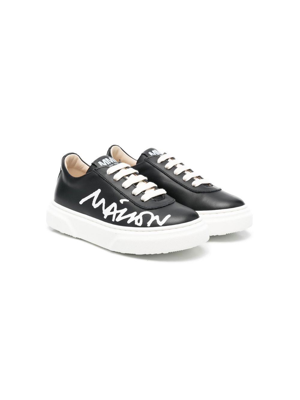 

MM6 Maison Margiela Kids tenis bajos con logo estampado - Negro