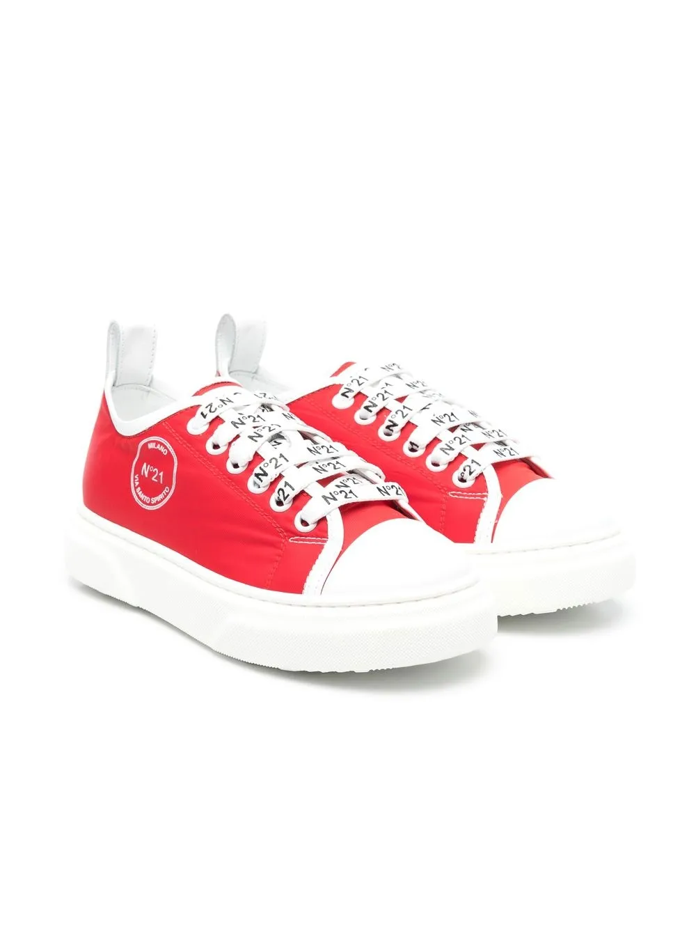 

Nº21 Kids tenis con agujetas y logo estampado - Rojo