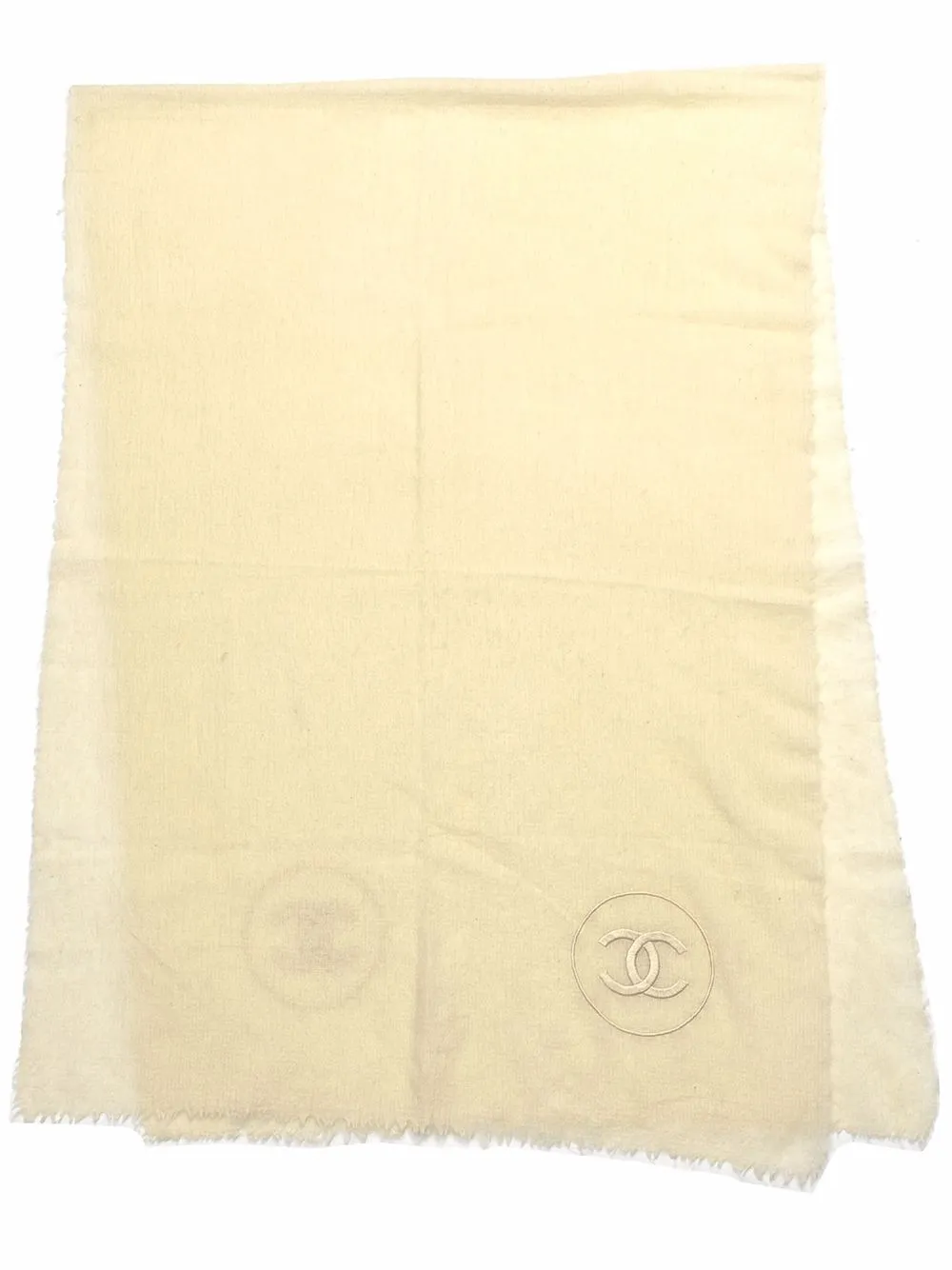 Pre-owned Chanel Cc Logo-embroidered Shawl In Neutrals