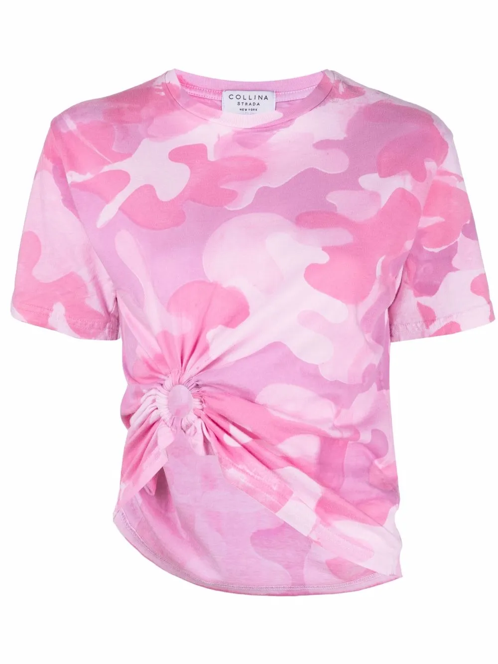 

Collina Strada camo-print gathered T-shirt - Pink