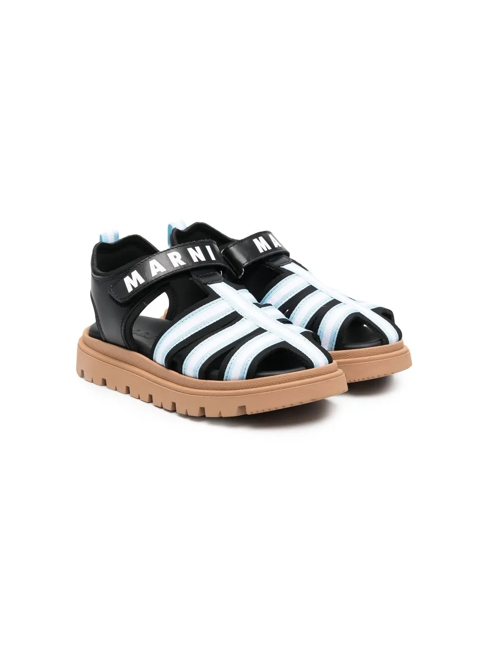 

Marni Kids sandalias con logo estampado - Negro