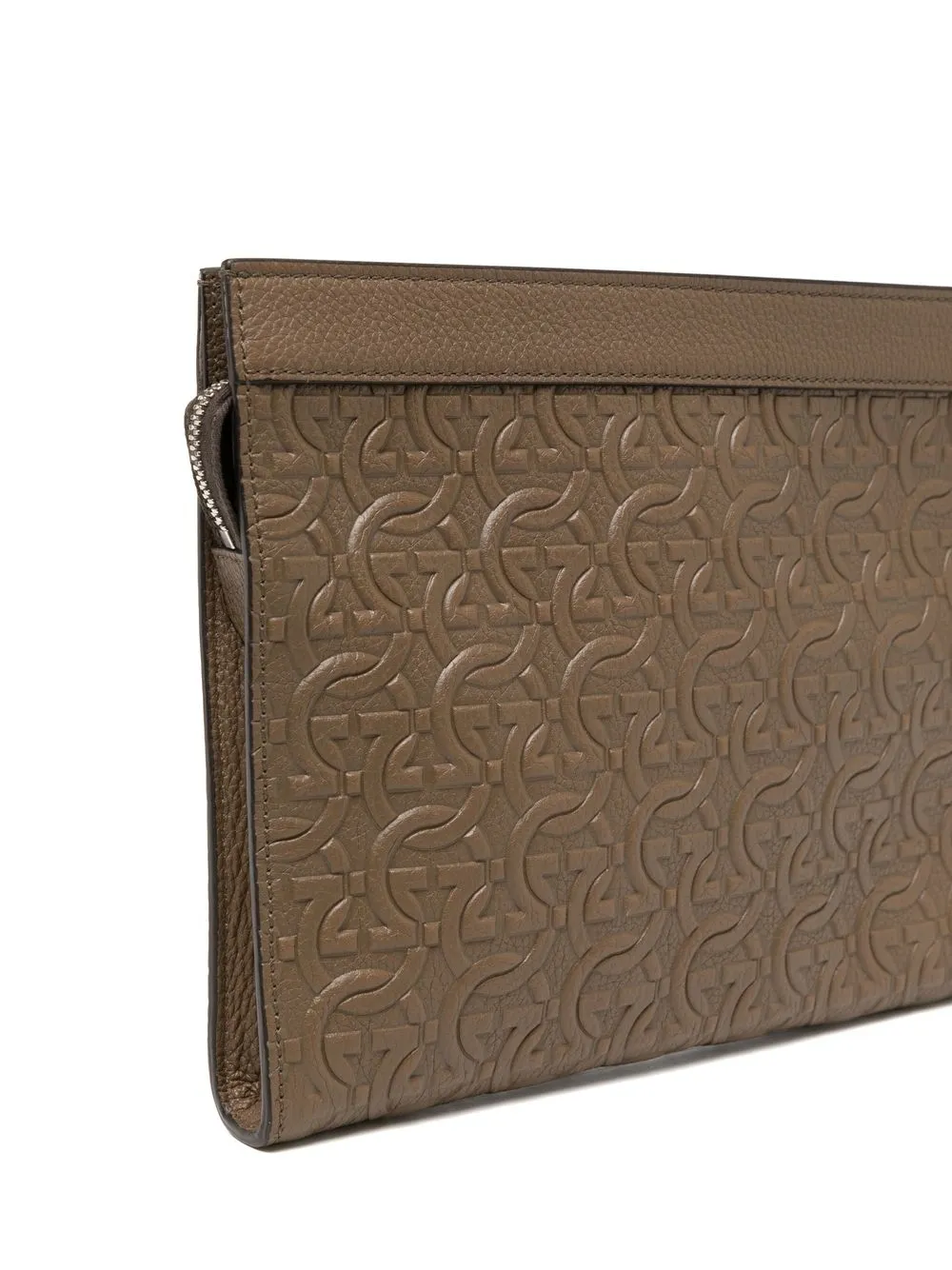 Ferragamo Embossed Logo zipup Clutch Bag Farfetch