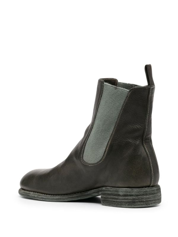 distressed black chelsea boots