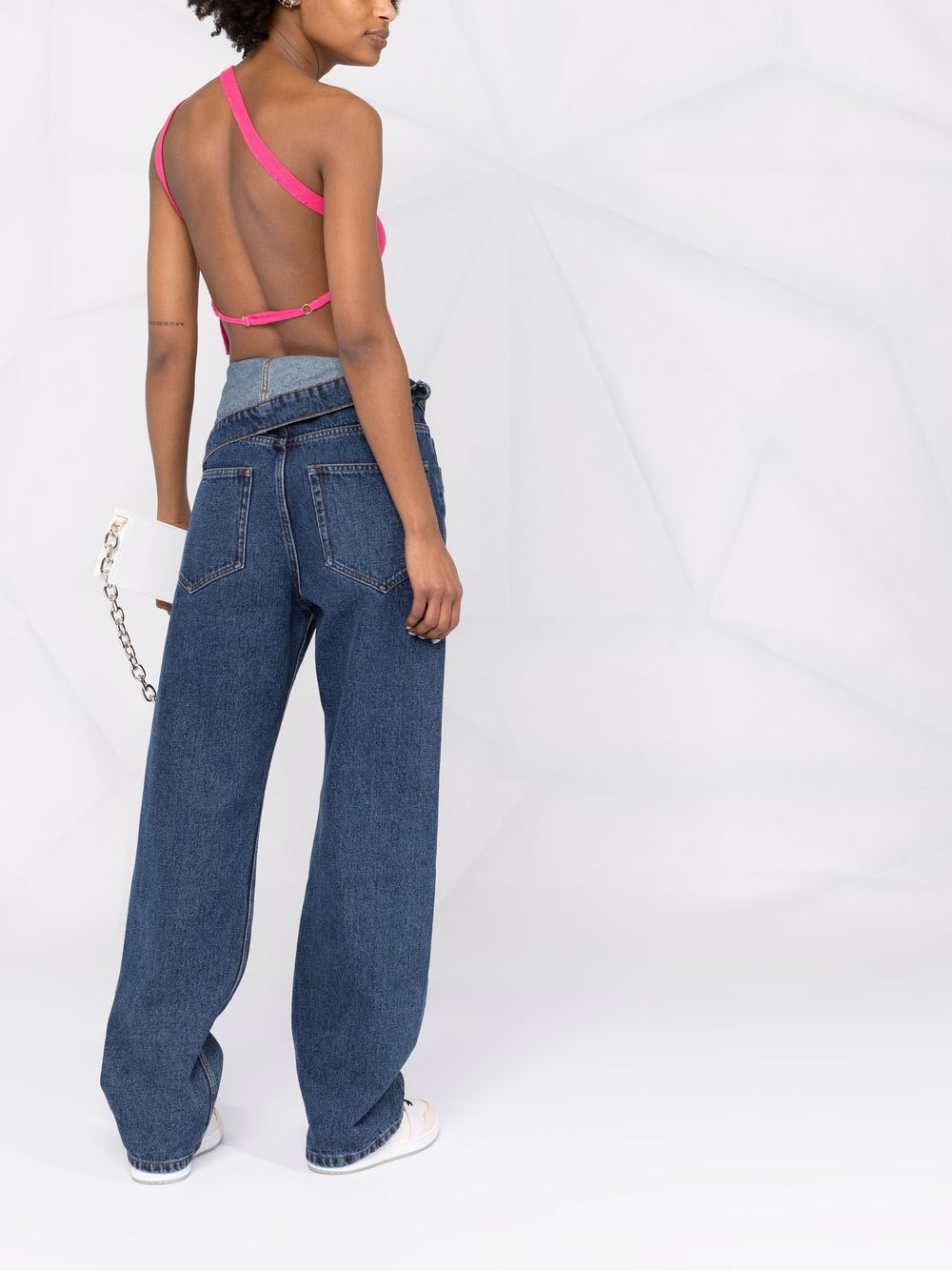 Jacquemus asymmetric fine-ribbed cropped top Women