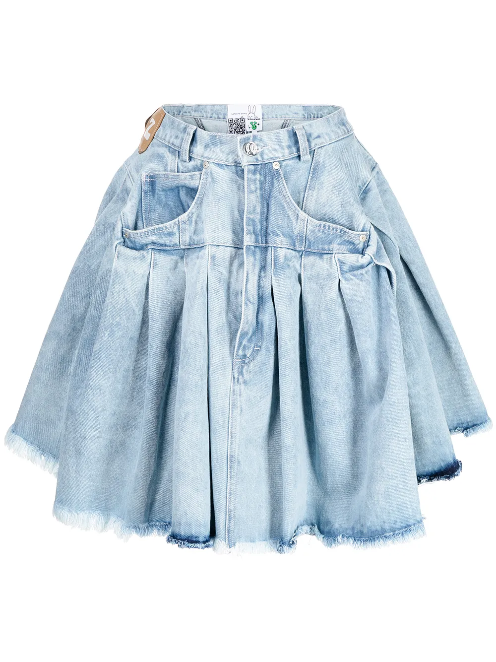 

Natasha Zinko acid-wash box-pleat denim skirt - Blue