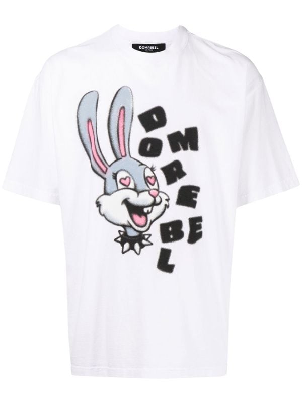 DOMREBEL white Bunny Loves T-Shirt