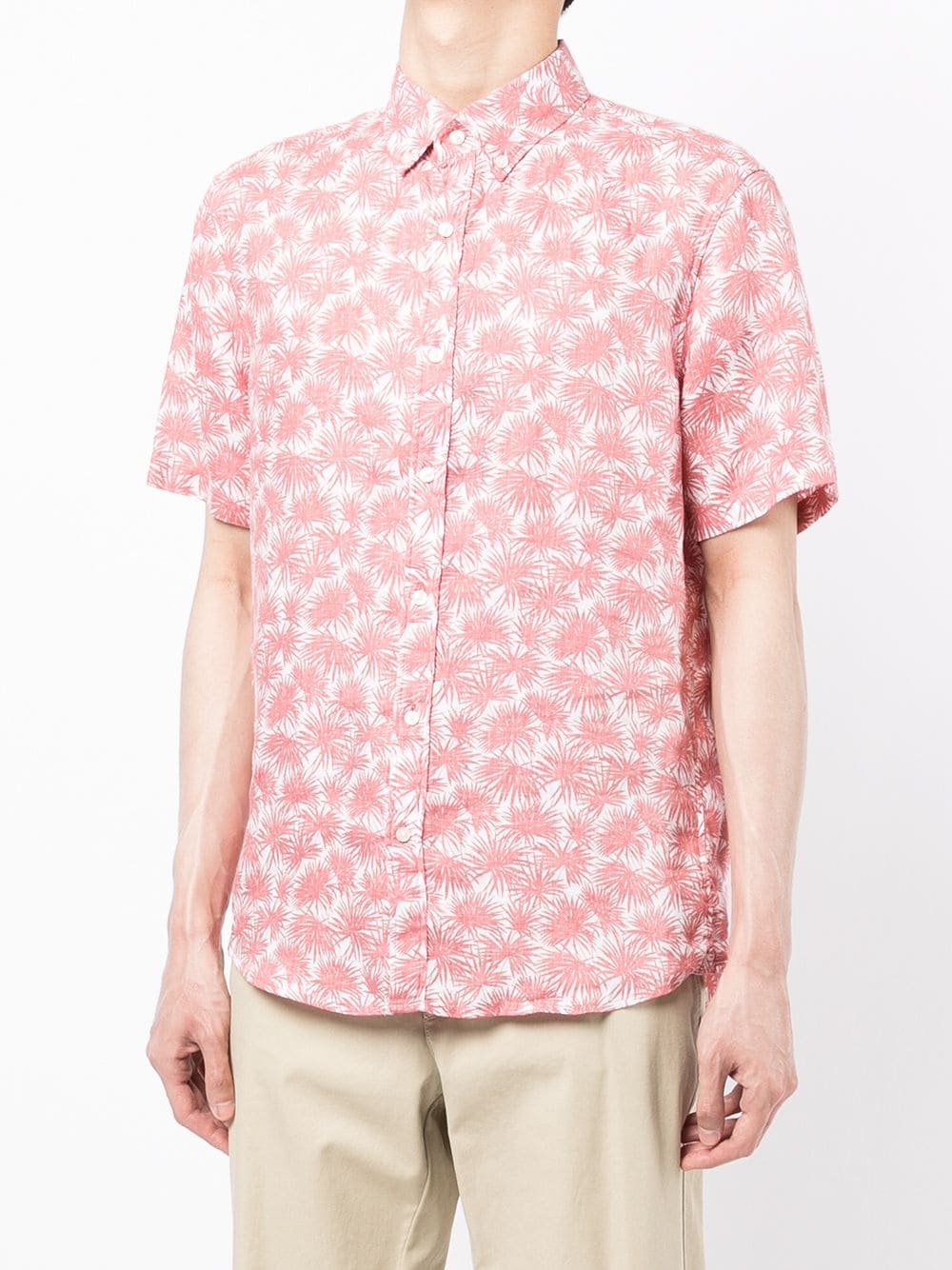 Shop Michael Kors Palm-print Short-sleeved Shirt In Pink