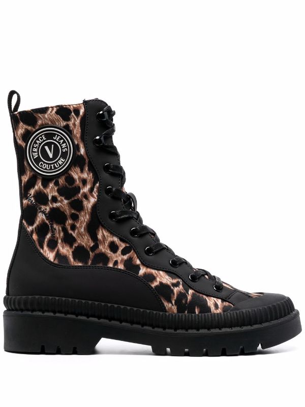 animal print lace up boots