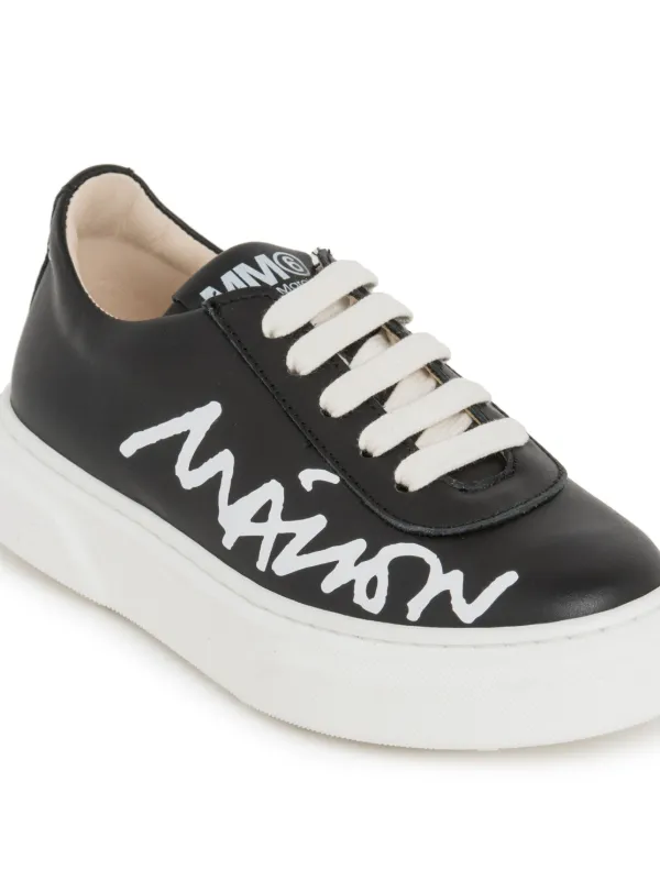 MM6 Maison Margiela Kids logo-print Leather Sneakers | Black