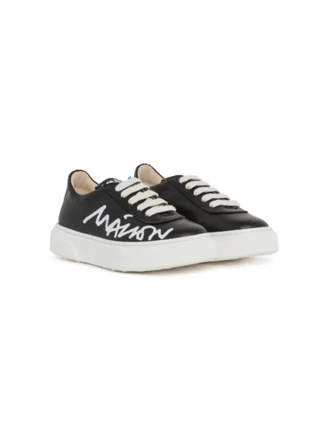 MM6 Maison Margiela Kids logo-print leather sneakers